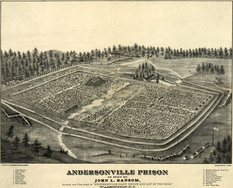 Andersonville Prison, Bird's Eye View, by John L. Ransom, Historic Map Reprint, Civil War, reprint