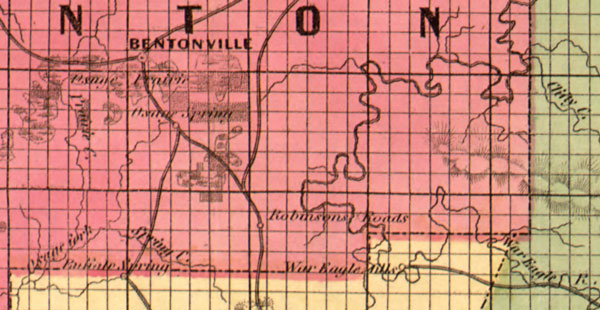Arkansas State 1866 Historic Map by Langtree's, detail