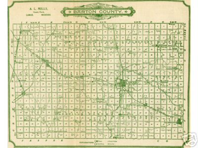 Early map of Barton County, Missouri including Lamar, Liberal, Golden City, Mindenmines, Iantha, and more