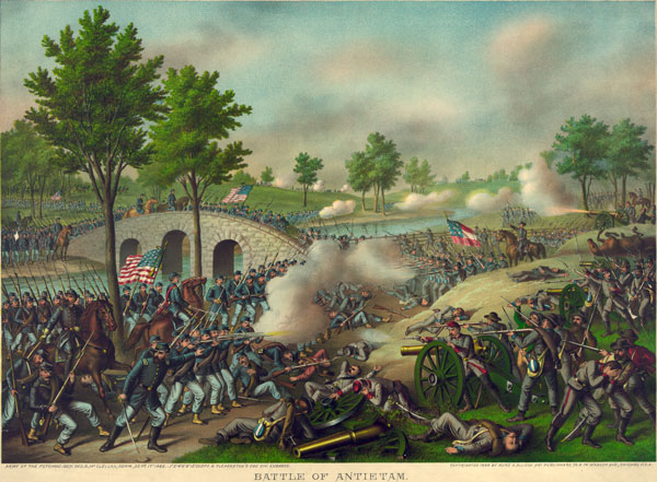 Battle of Antietam, 1862, Civil War Print by Kurz and Allison