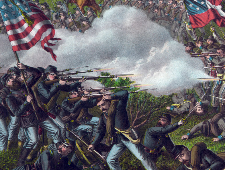 Battle of Chickamauga, 1863, Civil War Print by Kurz and Allison, detail