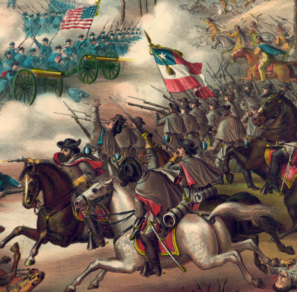 Battle of Pea Ridge, Arkansas, 1862, Civil War Print by Kurz and Allison detail