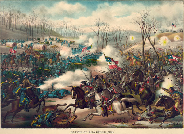 Battle of Pea Ridge, Arkansas, 1862, Civil War Print by Kurz and Allison