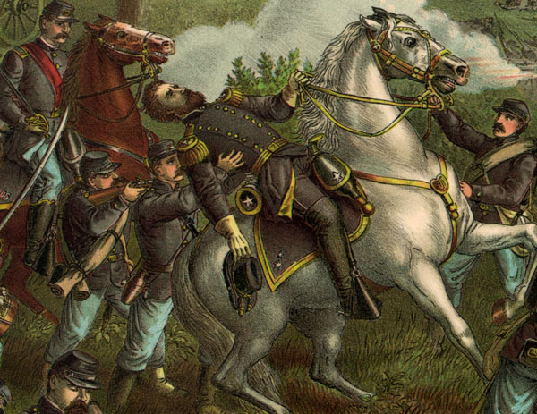 Battle of Wilson's Creek, Missouri, 1861, Civil War Print by Kurz and Allison, detail