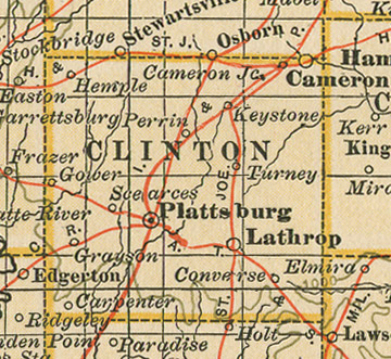 Clinton County Mo Gis Clinton County Missouri Genealogy, History, Maps With Plattsburg, Cameron,  Lathrop, Gower, Grayson, Hemple, Converse, Mo