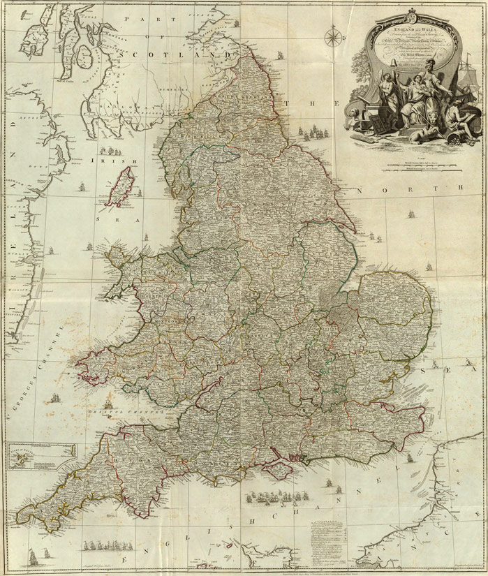 England 1790 Historic Map by John Rocque