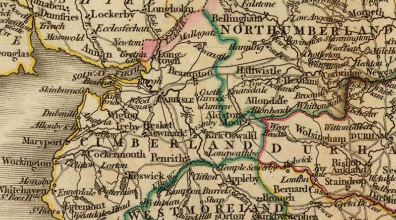 Detail of England 1807 Historic Map by John Cary
