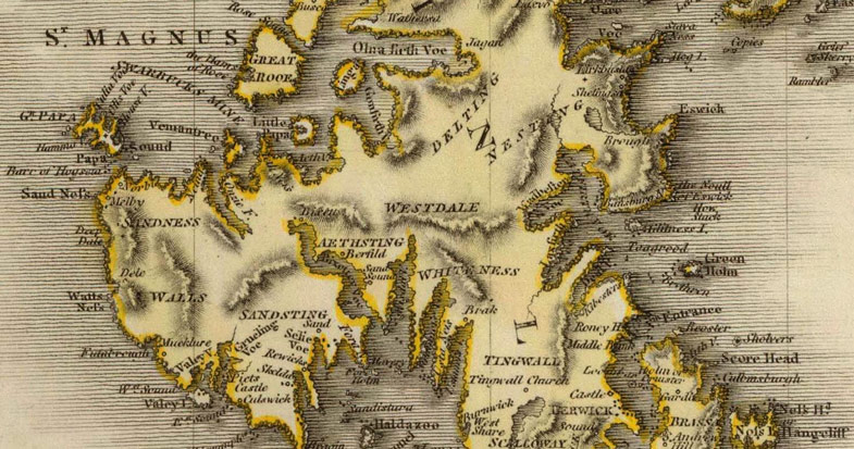 Detail of England Remote British Isles of Shetland, Jersey, Guernsey and Scilly Island, 1814 Historic Map from Pinkerton's Modern Atlas