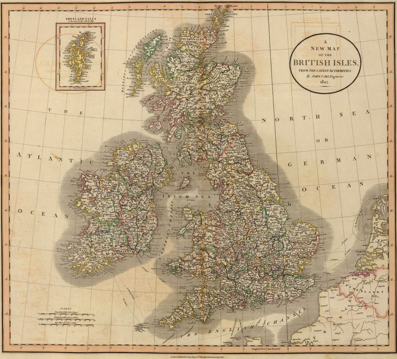 England, Wales and Scotland 1807 Historic Map by John Cary