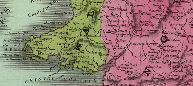 Detail by England, Scotland and Ireland 1832 Historic Map by David H. Burr