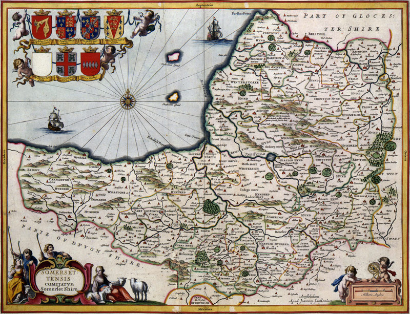 Somerset County, England 1646 Historic Map by Jannonius