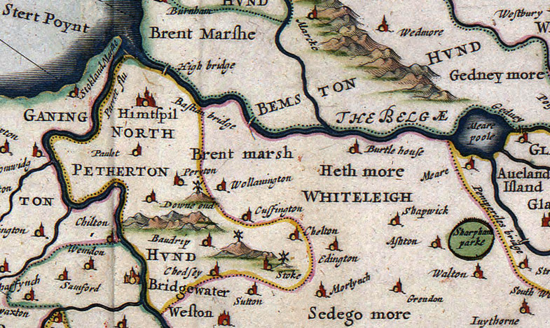 Detail of Somerset County, England 1646 Historic Map by Jannonius