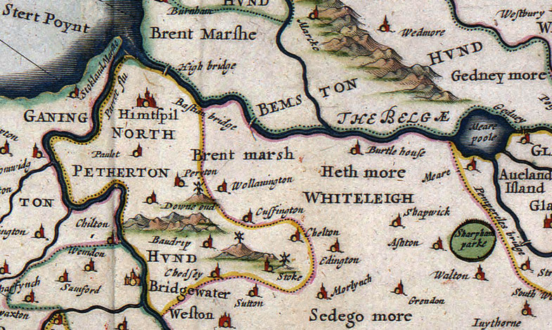 Detail of Somerset County, England 1646 Historic Map by Jannonius