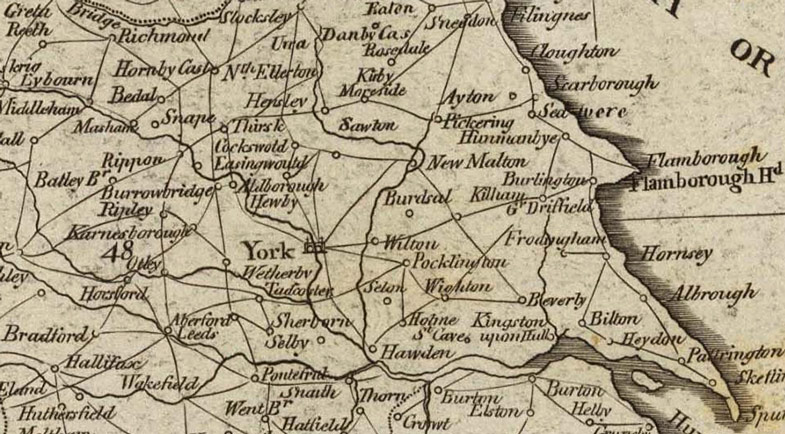 Detail of England and Wales 1796 Historic Map by Carey