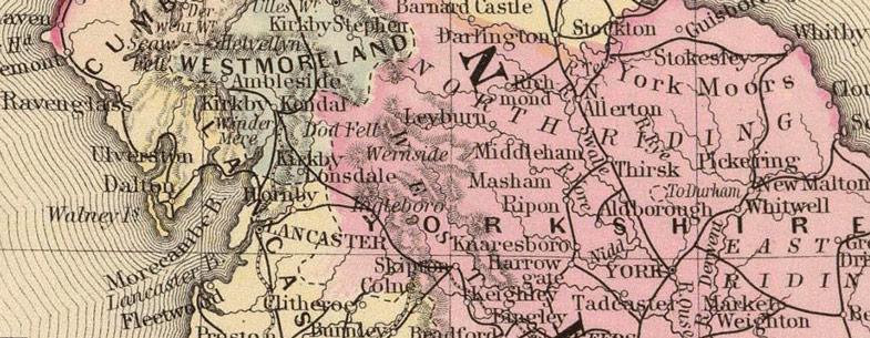 Detail of England and Wales 1879 Historic Map by S. Augustus Mitchell