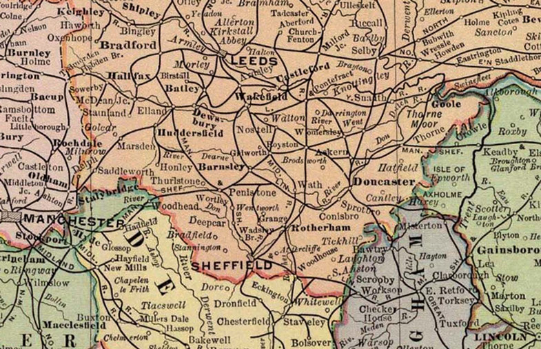 Detail of England and Wales 1897 Historic Map by Rand McNally