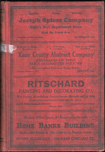 Evans' Elgin City Directory, 1933-34, Kane County, Illinois,  book