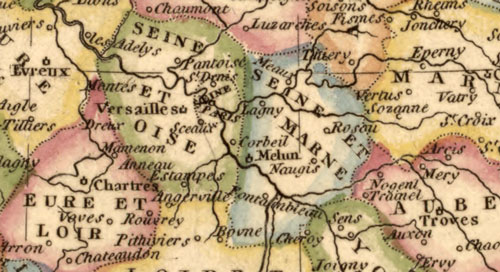 France 1817 Fielding Lucas Historic Map detail