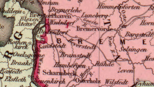 Germany Northern 1862 Johnson and Ward Historic Map detail