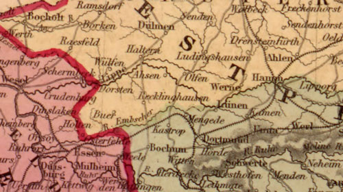 Germany Southern 1862 Johnson and Ward Historic Map detail