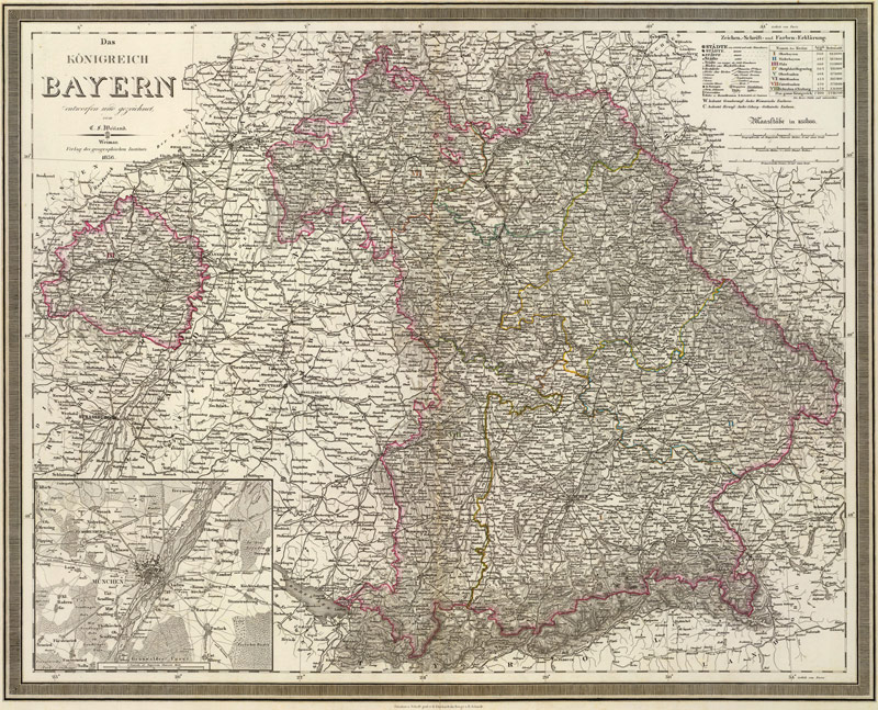 Germany Bavaria 1856 Weiland Historic Map Bayern