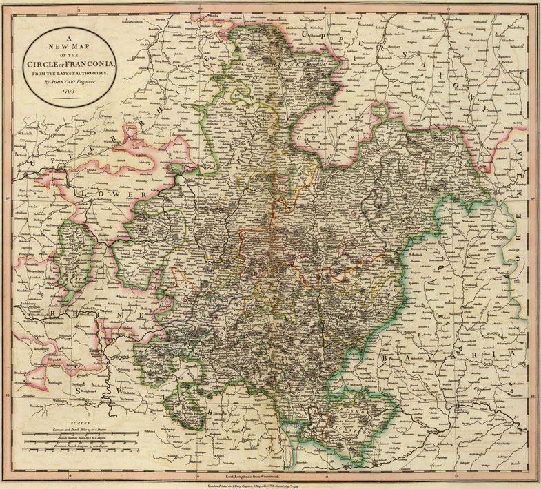 Germany - Circle of Franconia 1799 Historic Map by Cary