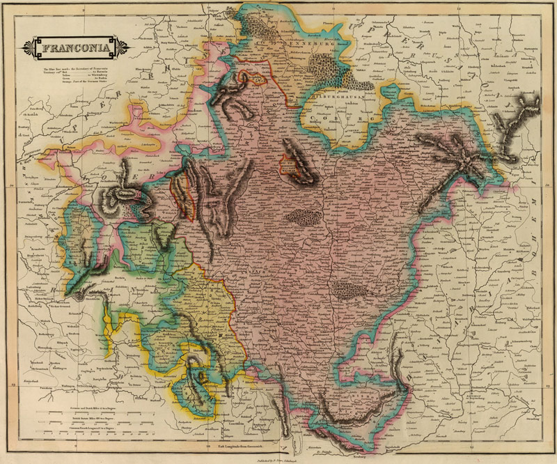 Franconia Germany 1831 Historic Map by D. Lizars