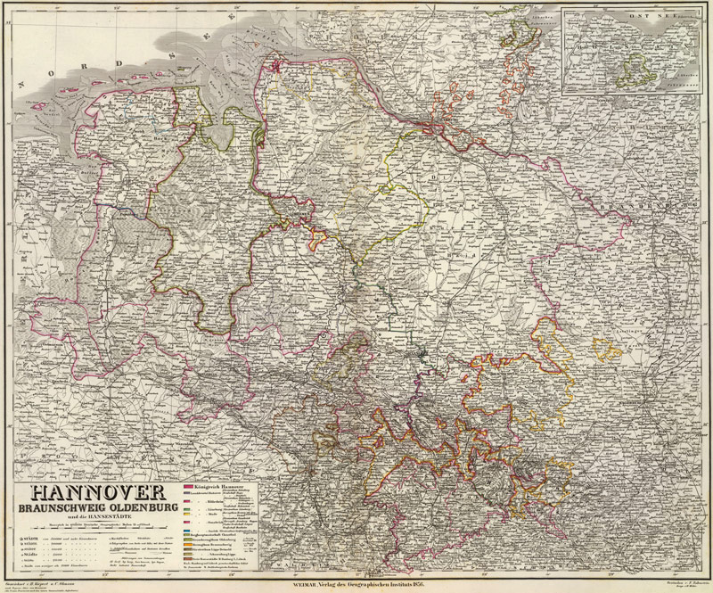 Germany Hanover 1856 Weiland Historic Map Hannover