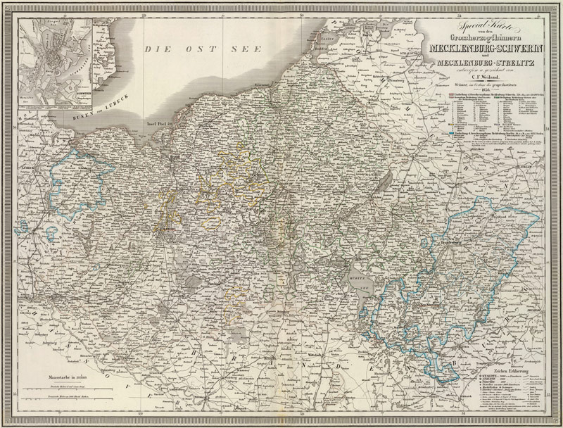 Germany Mecklenburg 1856 Weiland Historic Map