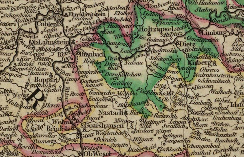 Detail of Germany - Circles of Upper and Lower Rhine 1799 Historic Map by Cary