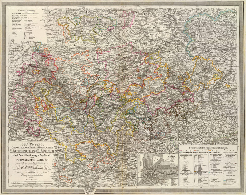 Germany Sachsischen Lander 1856 Historic Map by C. F. Weiland