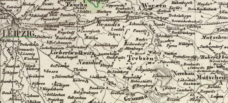 Detail of Germany Saxony Sachsen 1856 Historic Map by Weiland