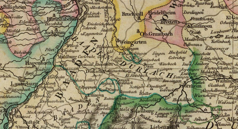 Detail of Germany - Circle of Swabia 1799 Historic Map by Cary