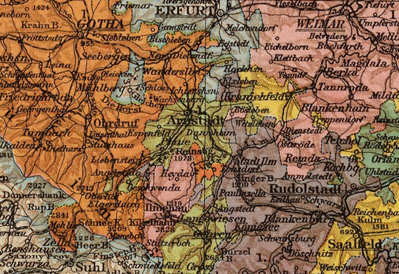 Detail of Germany Thuringian States 1895 Historic Map by Andree Detail of Germany Thuringian States 1895 Historic Map by Andree