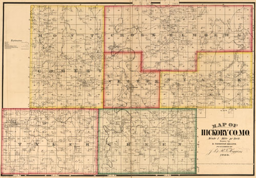 Hickory County, Missouri 1880 Historical Map Reprint