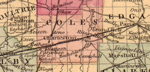 Illinois State 1862 Historic Map Johnson & Ward detail