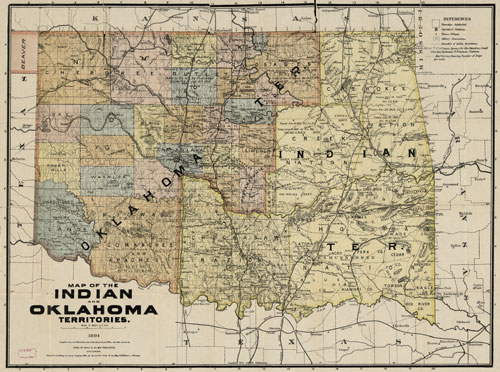 Indian and Oklahoma Territories 1894 Map Reprint