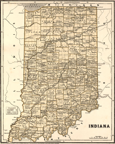 Indiana State 1842 Morse Breese Historic Map Reprint