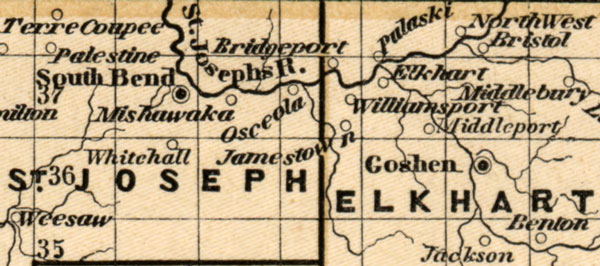 Indiana State 1842 Morse Breese Historic Map detail