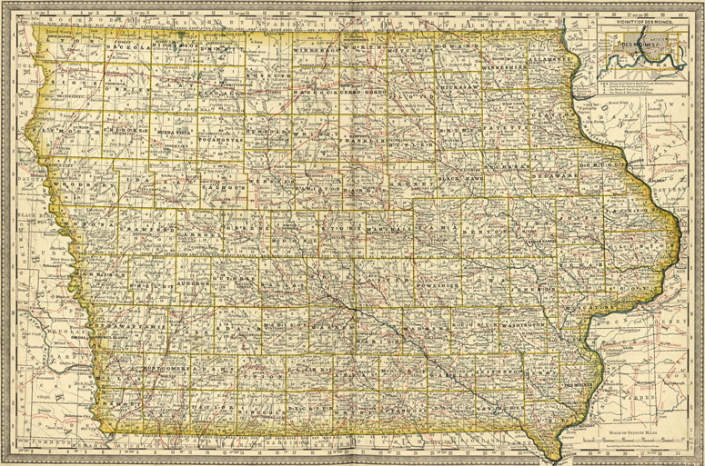 Iowa State 1881 by Rand McNally Historic Map Reprint