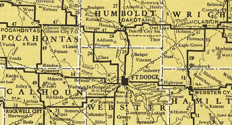 Iowa State Kenyon 1914 Historic Map detail
