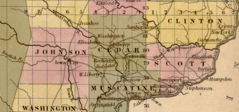 Iowa Territory 1844 Tanner Historic Map detail