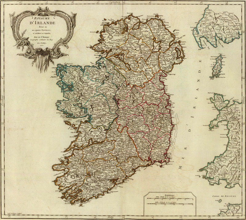 Ireland 1750 Historic Map by Robert de Vaugondy