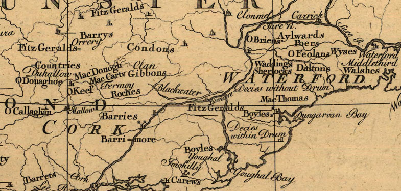 Detail of Ireland 1795 Historic Map by S. Thompson