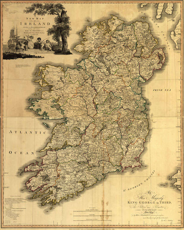 Ireland 1797 Beaufort Historic Map Reprint