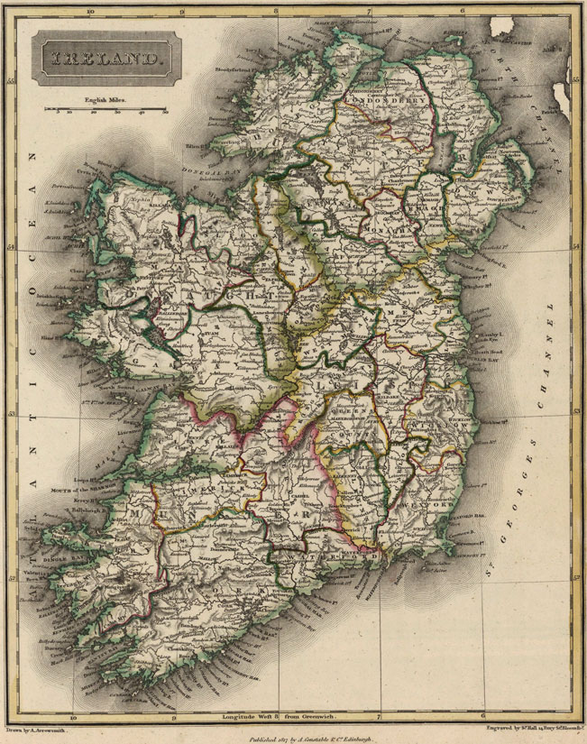 Ireland 1817 Historic Map by A. Arrowsmith