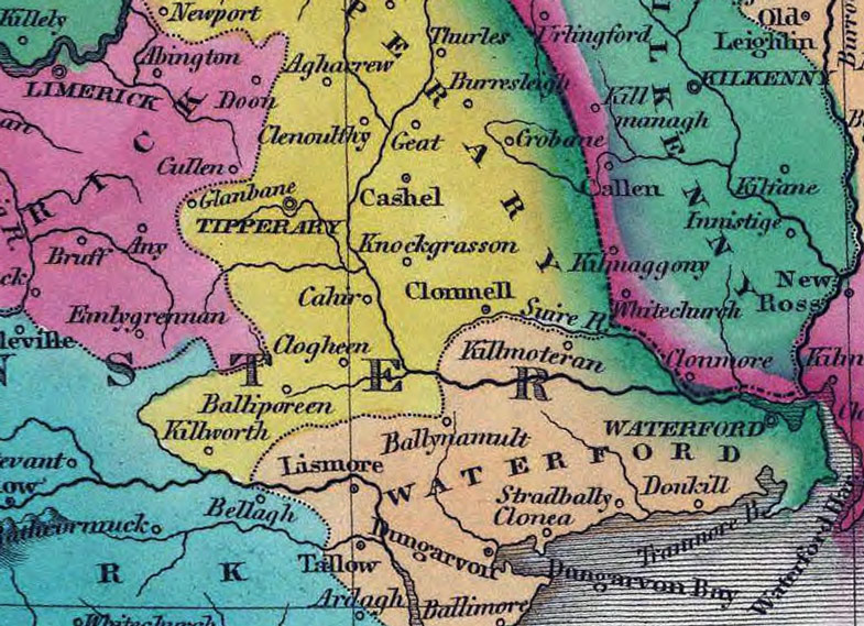 Detail of Ireland 1831 Historic Map by Finley