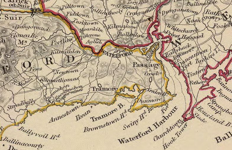 Detail of Ireland South Half 1838 Historic Map by Chapman & Hall