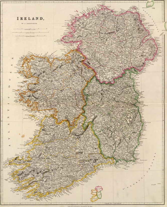 Ireland 1844 Historic Map by J. Arrowsmith