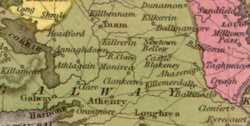 Ireland 1849 Mitchell Historic Map detail